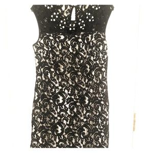 Adrianna Papell black and white lace dress